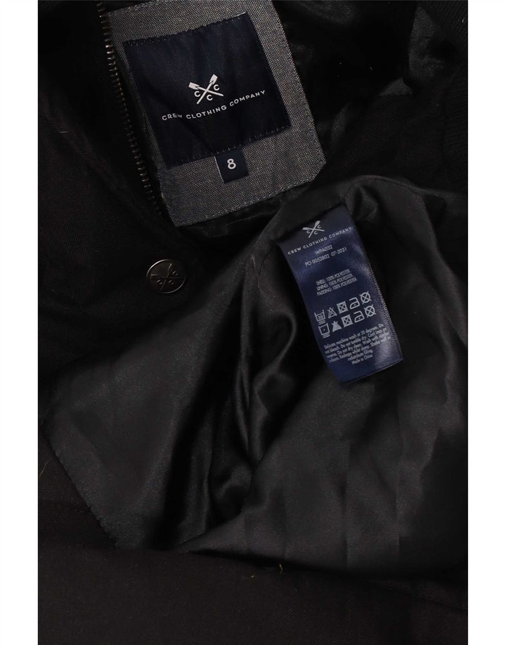 Casaco acolchoado com capuz feminino UK 8 pequeno poliéster preto pequeno da roupa da tripulação