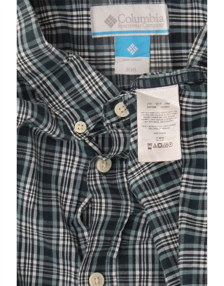 Camisa masculina Columbia 2XL algodão xadrez verde