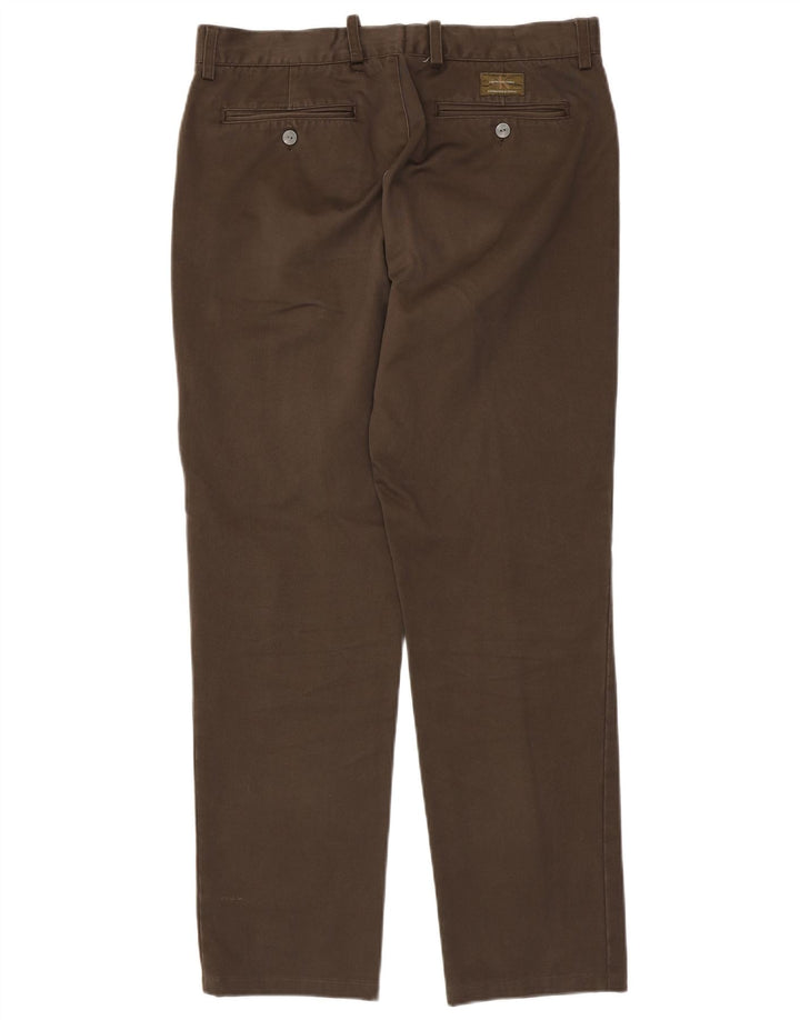 Calça masculina CALVIN KLEIN de terno reto W33 L34 algodão marrom
