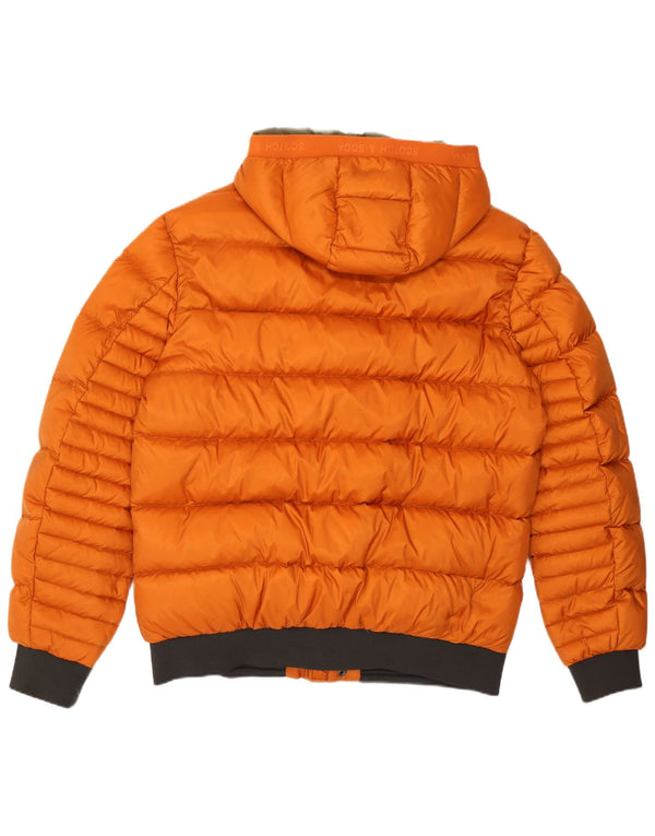 Jaqueta masculina acolchoada com capuz Scotch & Soda UK 42 XL laranja poliamida
