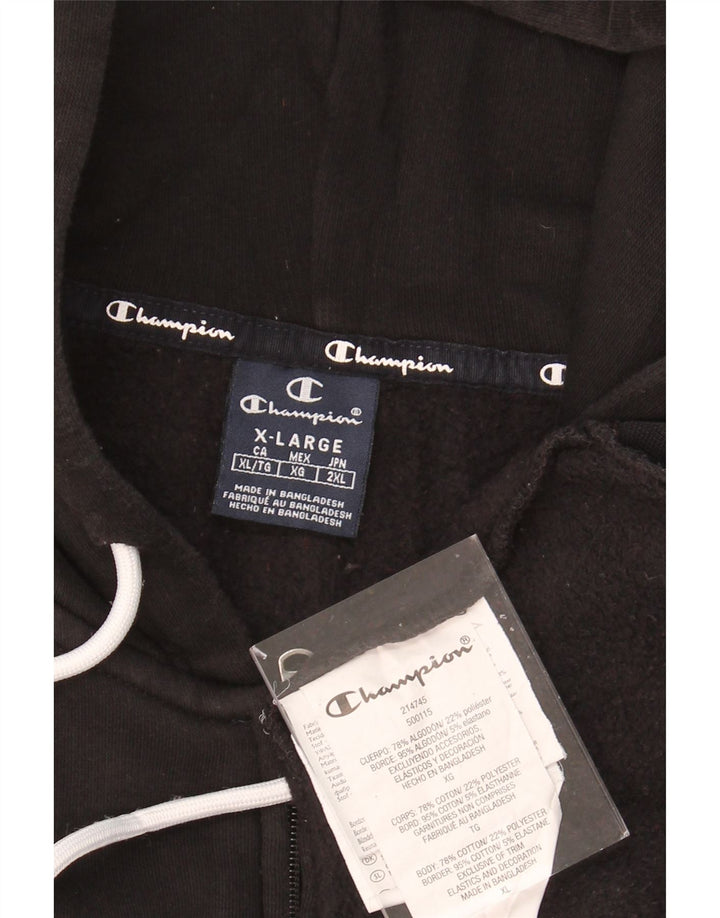 CHAMPION Suéter masculino com capuz e zíper gráfico XL algodão preto