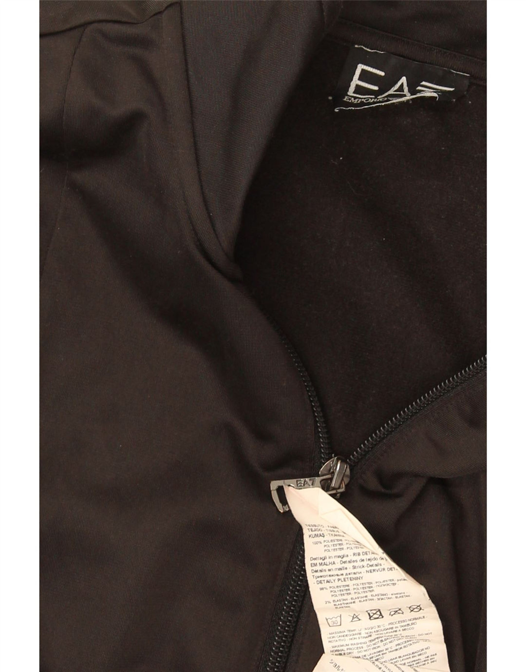 Emporio Armani Mens Treino Top Jacket Pequeno Poliéster Colorblock Preto