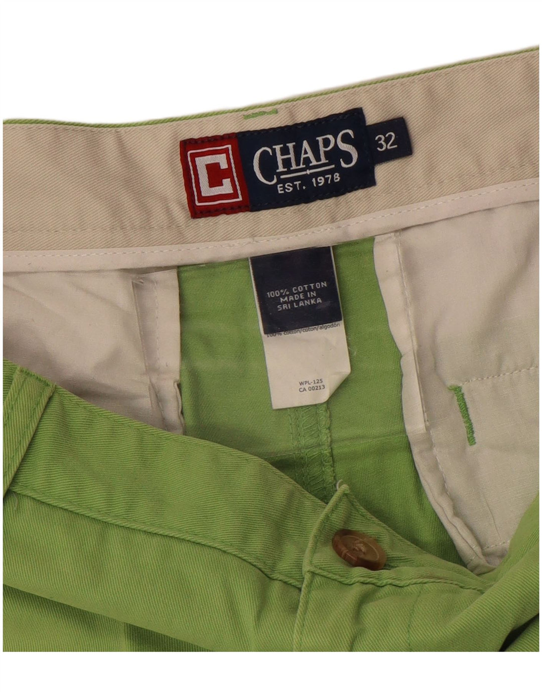 Shorts Chino Masculino CHAPS W32 Algodão Verde Médio