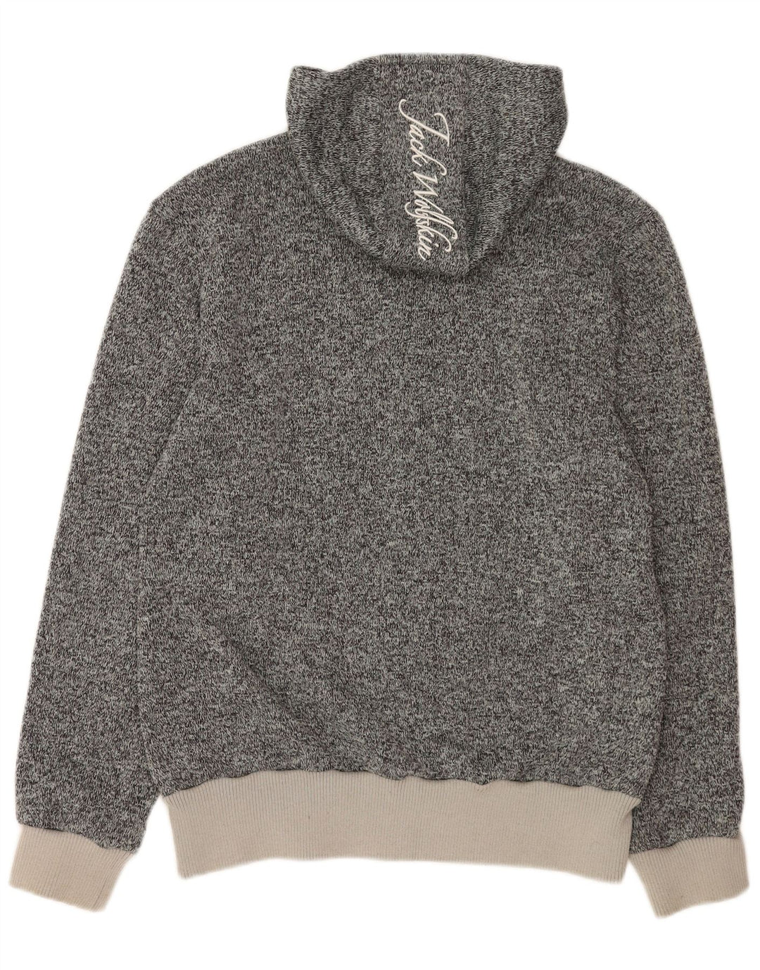 Jack Wolfskin Suéter masculino com capuz e zíper gráfico grande poliéster manchado cinza