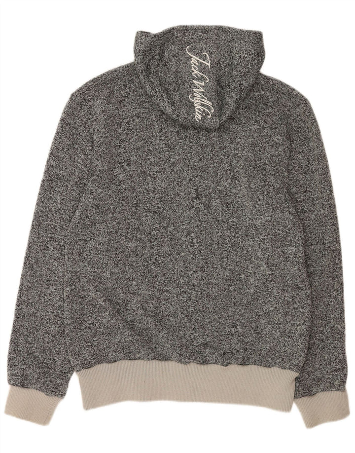 Jack Wolfskin Suéter masculino com capuz e zíper gráfico grande poliéster manchado cinza