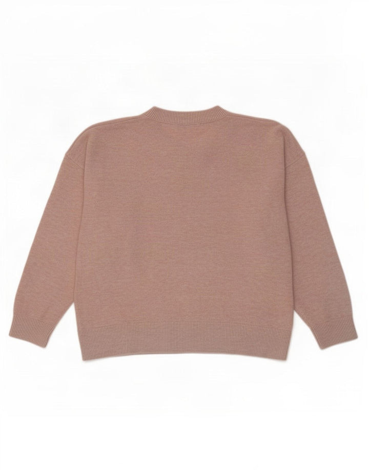 Suéter feminino Marks & Spencer com decote em V Reino Unido 16 grande poliéster rosa