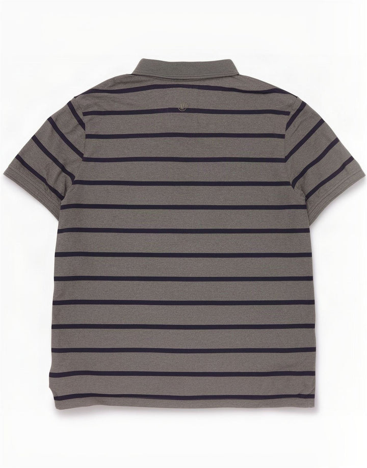 Camisa polo masculina Fat Face XL algodão listrado cinza