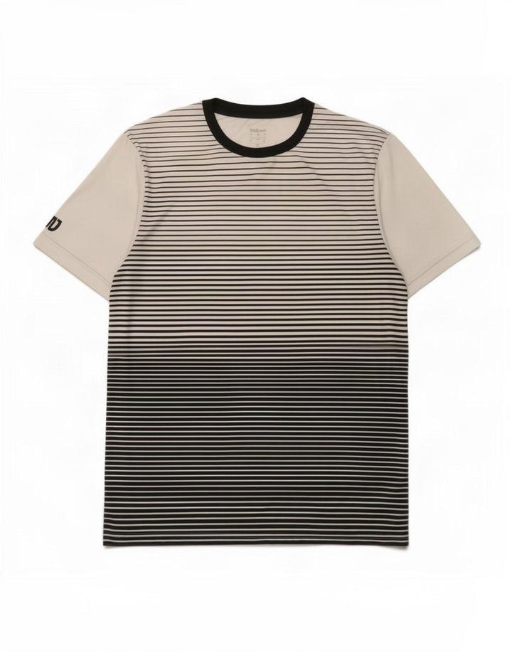 Camiseta masculina Wilson grande poliéster listrado branco