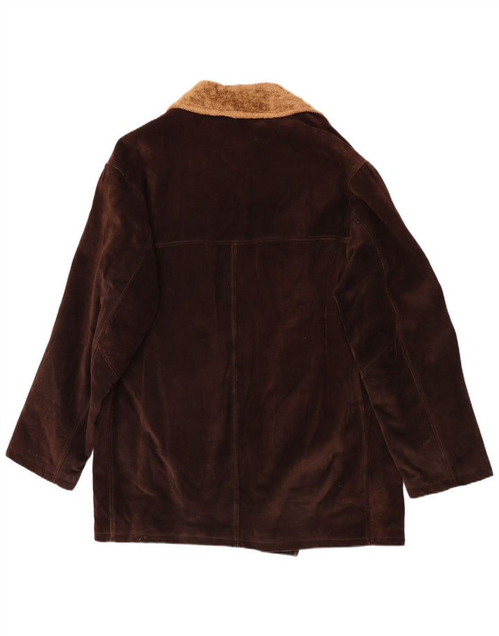 Sobretudo de camurça masculino vintage IT 52 XL couro marrom