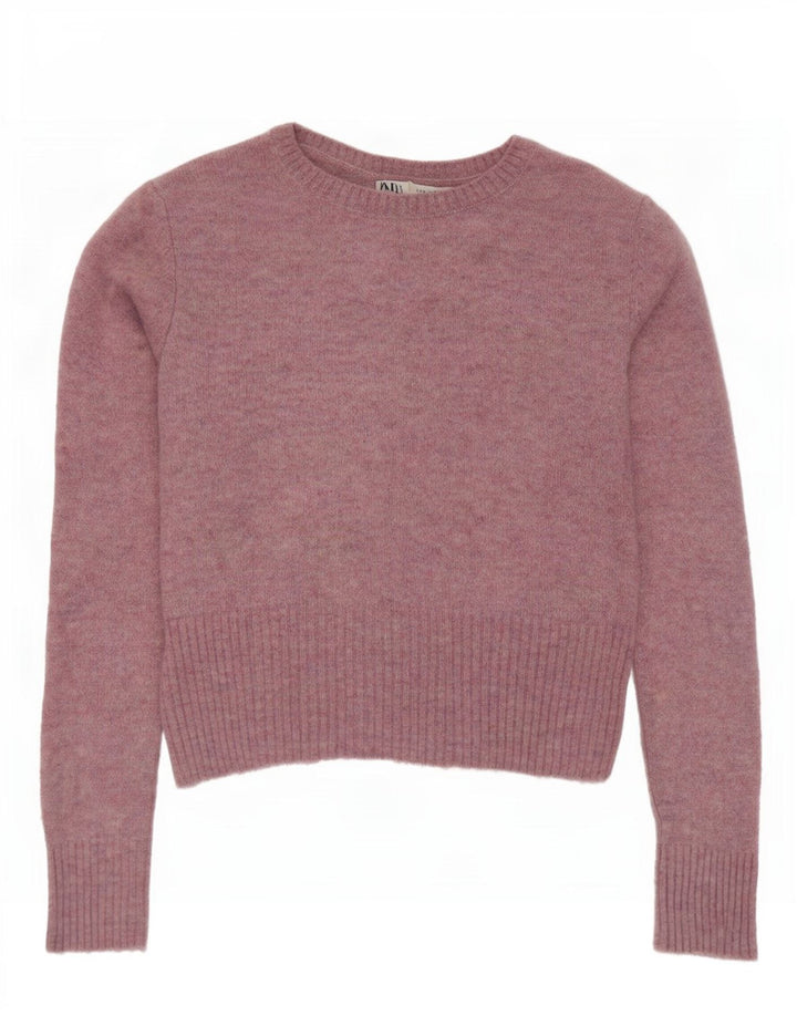 Suéter feminino Zara com gola canoa UK 12 nylon rosa médio