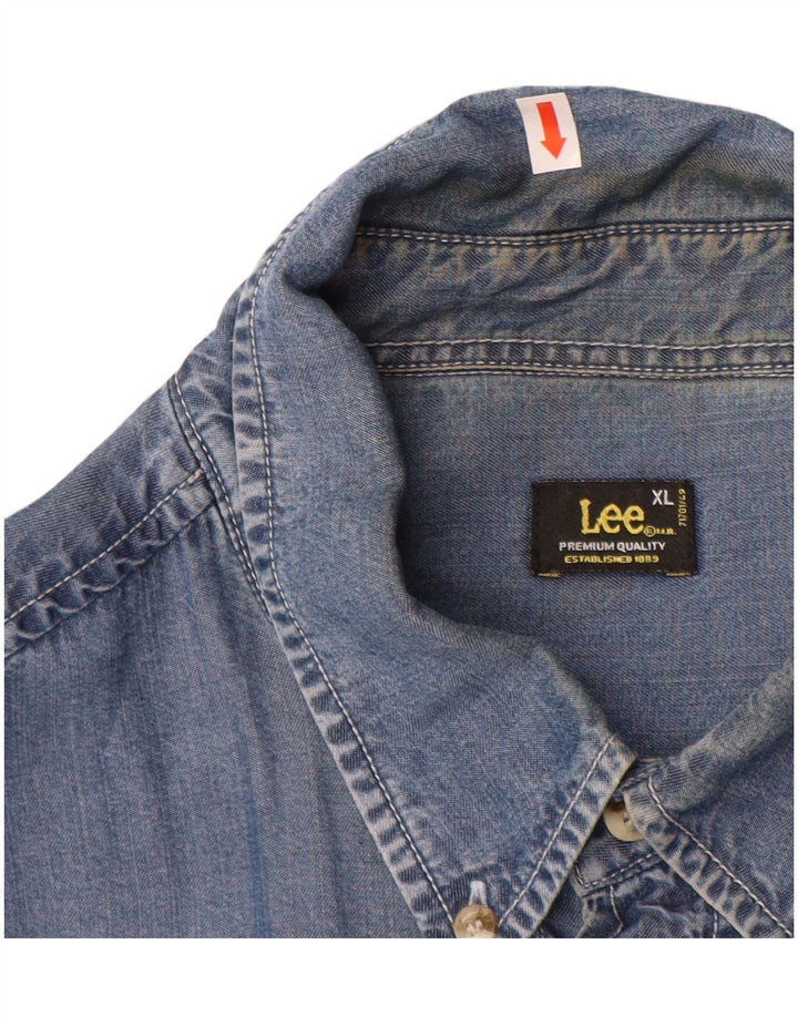 Camisa masculina LEE XL azul Tencel