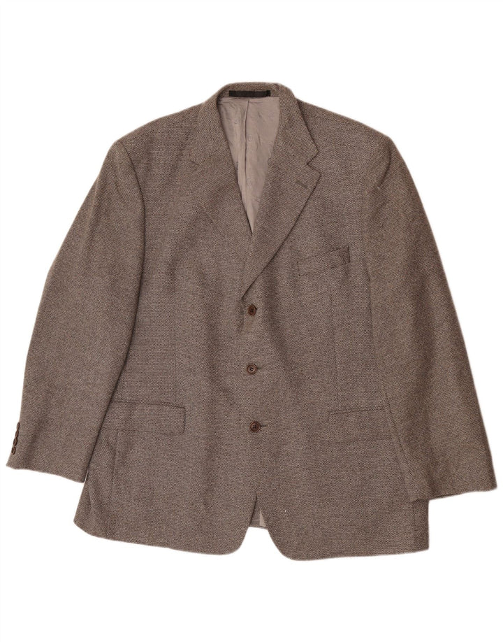 Jaqueta blazer masculina de 3 botões Marks & Spencer Reino Unido 46 XL lã cinza
