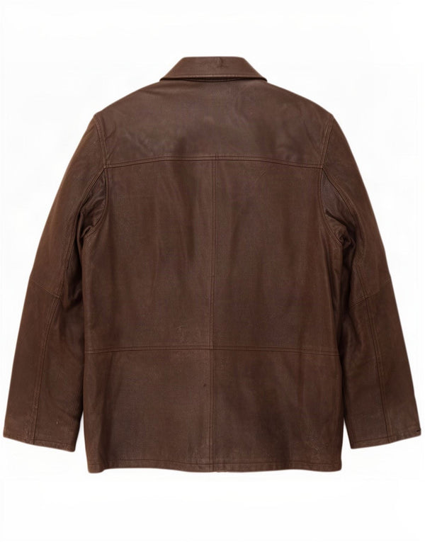 Casaco corta-vento masculino de couro Zarro IT 54 2XL marrom