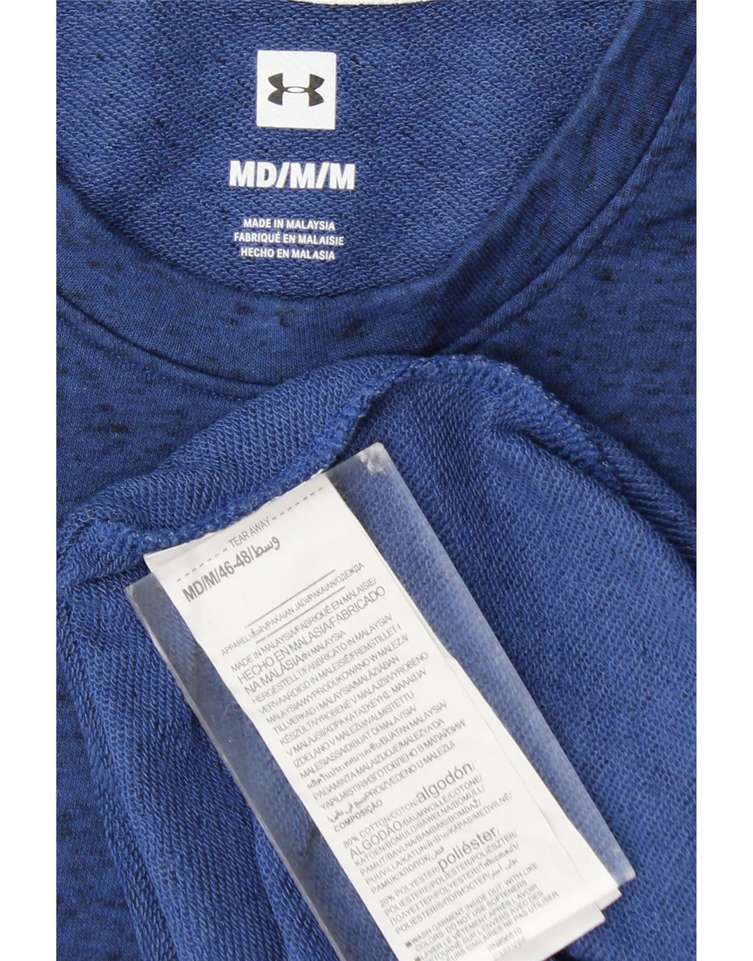 Under Armour masculino gráfico moletom jumper médio algodão manchado azul