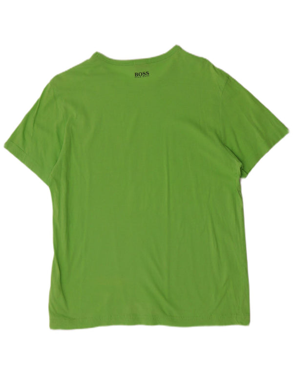 Camiseta masculina Hugo Boss com estampa regular de algodão verde médio