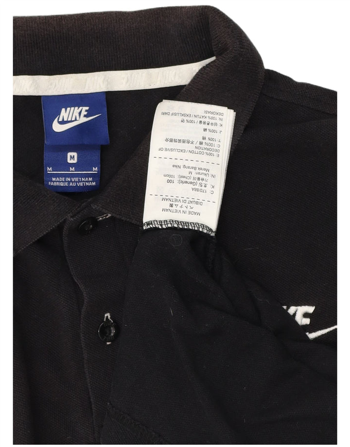 Camisa polo masculina NIKE de algodão preto médio