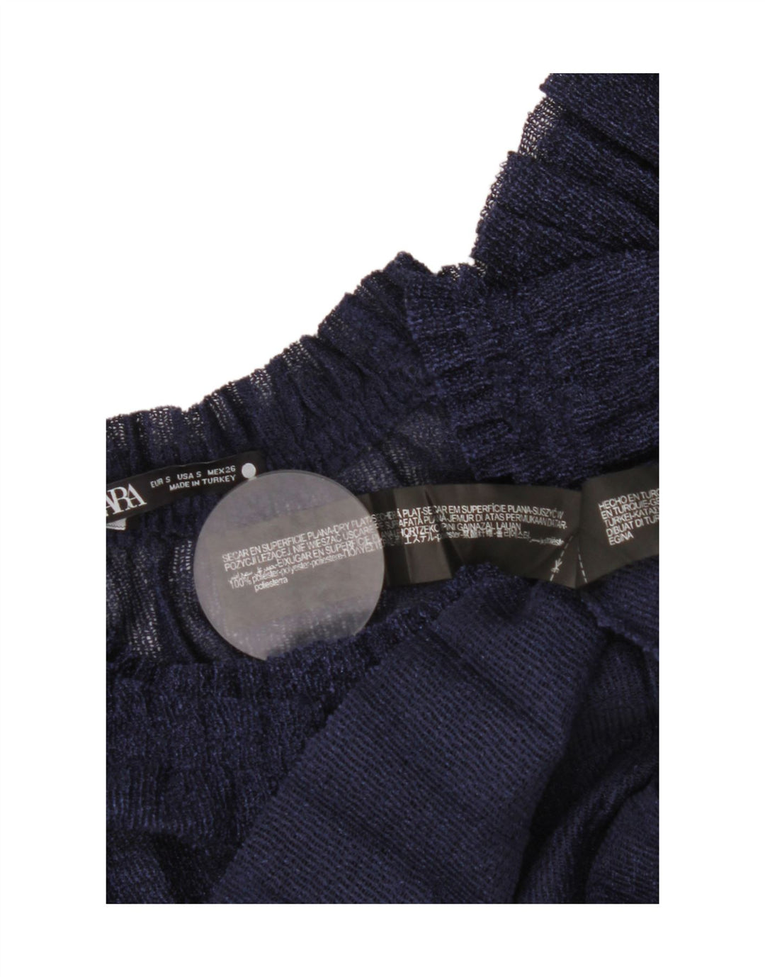Blusa feminina Zara manga comprida oversized top Reino Unido 10 pequeno azul marinho