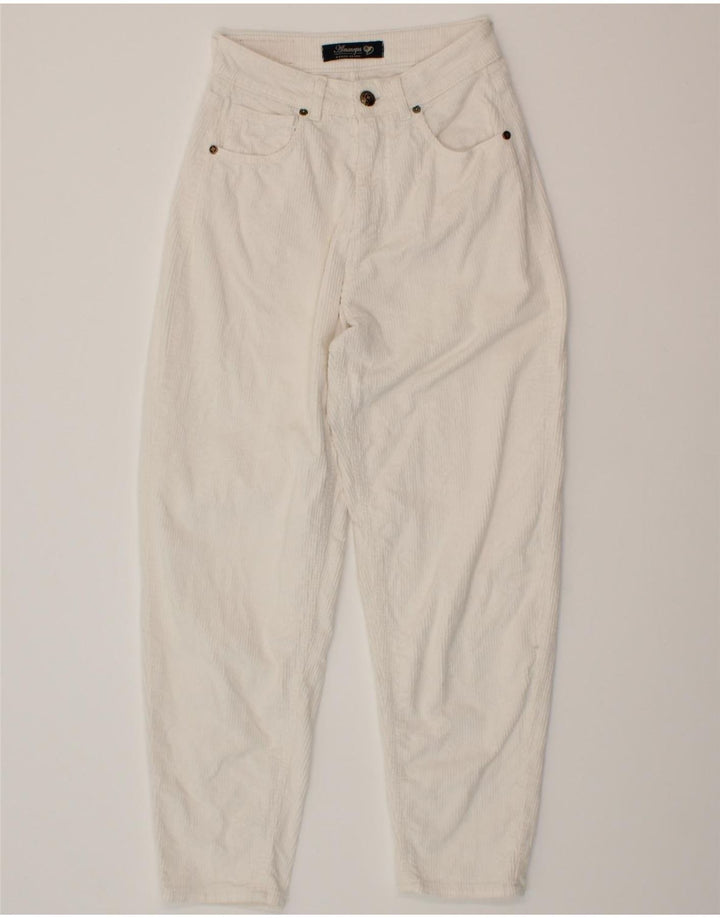 VINTAGE Womens Tapered Corduroy Trousers W26 L26 White Cotton Vintage Vintage and Second-Hand Vintage from Messina Hembry 