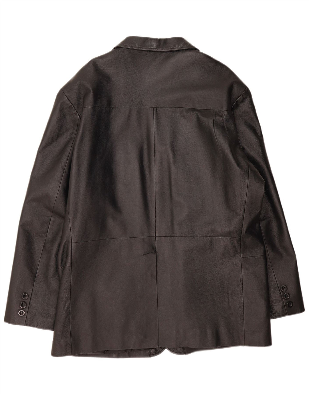 Jaqueta blazer masculina vintage de couro com 3 botões Reino Unido 42 XL couro preto