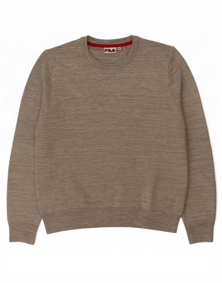 Suéter masculino Fila com gola redonda cinza médio manchado