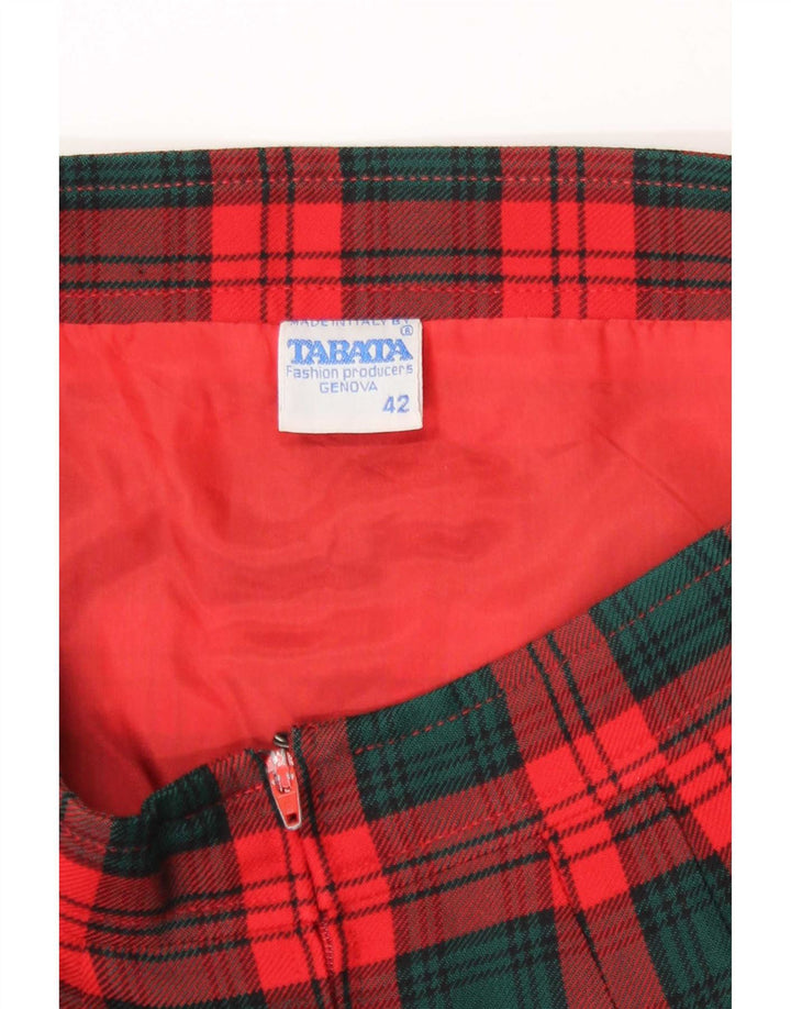Saia lápis feminina vintage IT 42 médio W27 lã xadrez vermelha