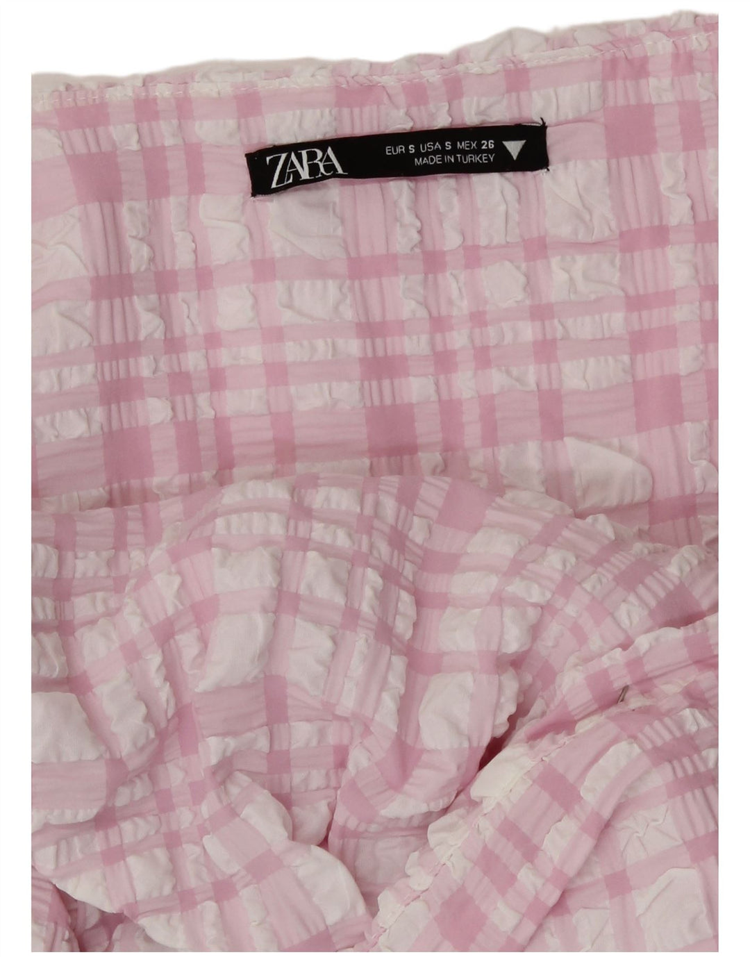 Vestido de verão feminino Zara com recorte UK 8 pequeno xadrez rosa