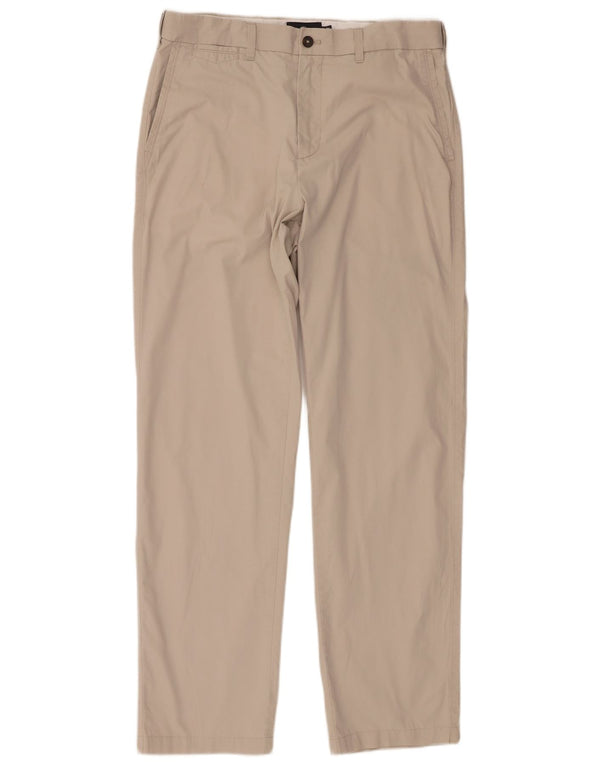 Calça chino reta masculina Marks & Spencer W34 L33 algodão bege
