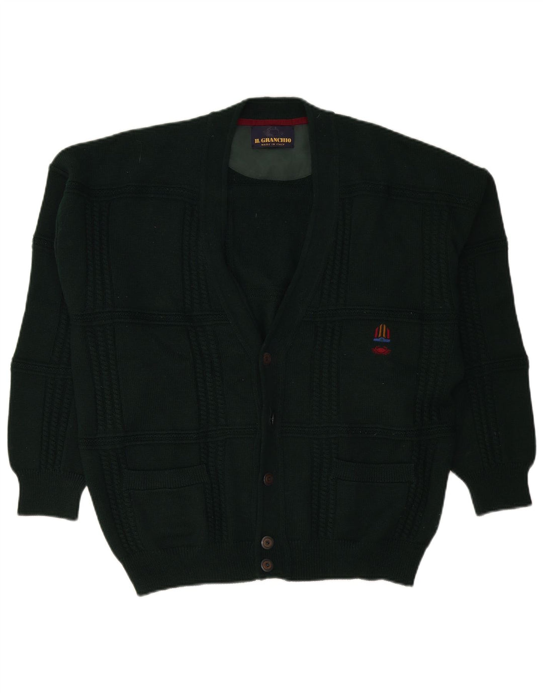 Il Granchio Suéter Cardigan Masculino XL Lã Verde