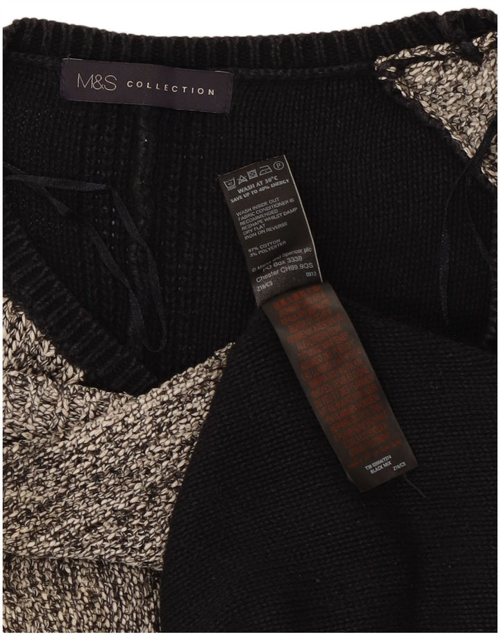 Suéter feminino Marks & Spencer com gola canoa Reino Unido 12 médio preto