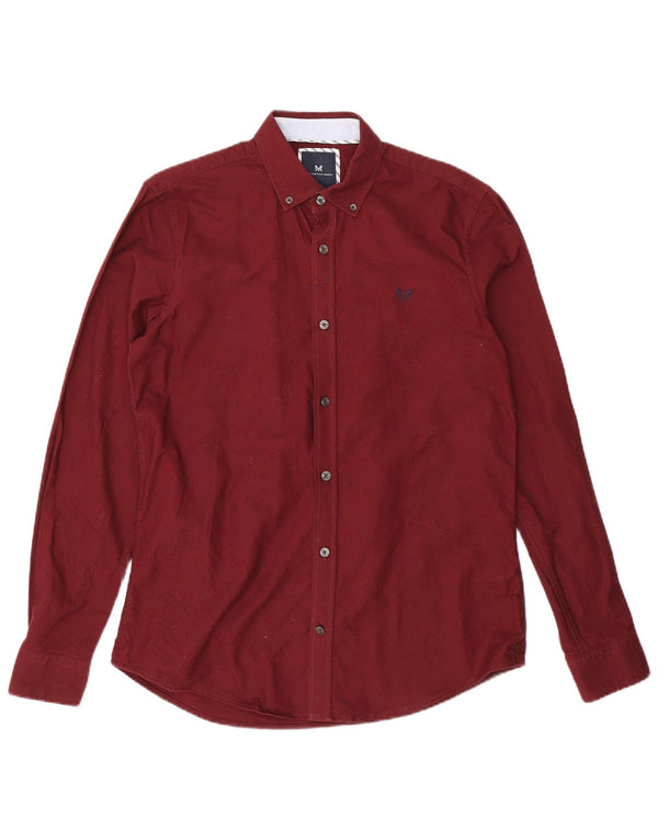 Crew Clothing Mens Camisa Slim Fit Médio Algodão Borgonha