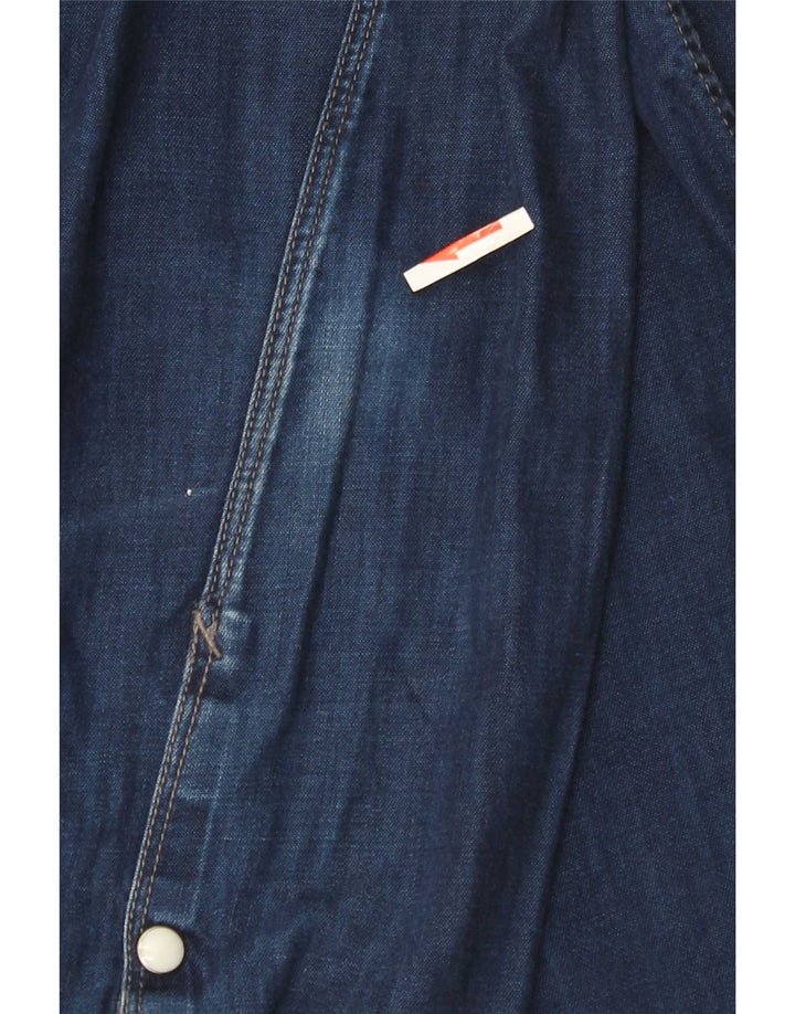 Camisa jeans masculina G-Star de algodão azul médio