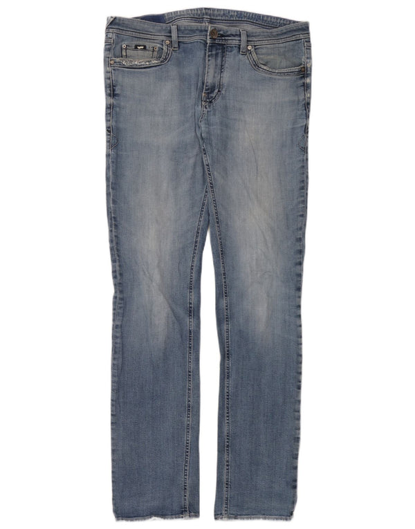 Gas Mens Straight Jeans W34 L34 Azul Algodão
