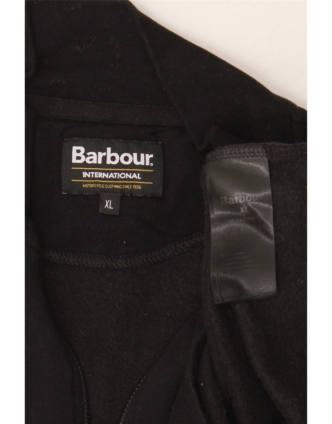 Suéter masculino Barbour com zíper e gola XL de algodão preto