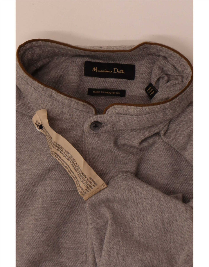 Camisa polo masculina Massimo Dutti grande algodão cinza