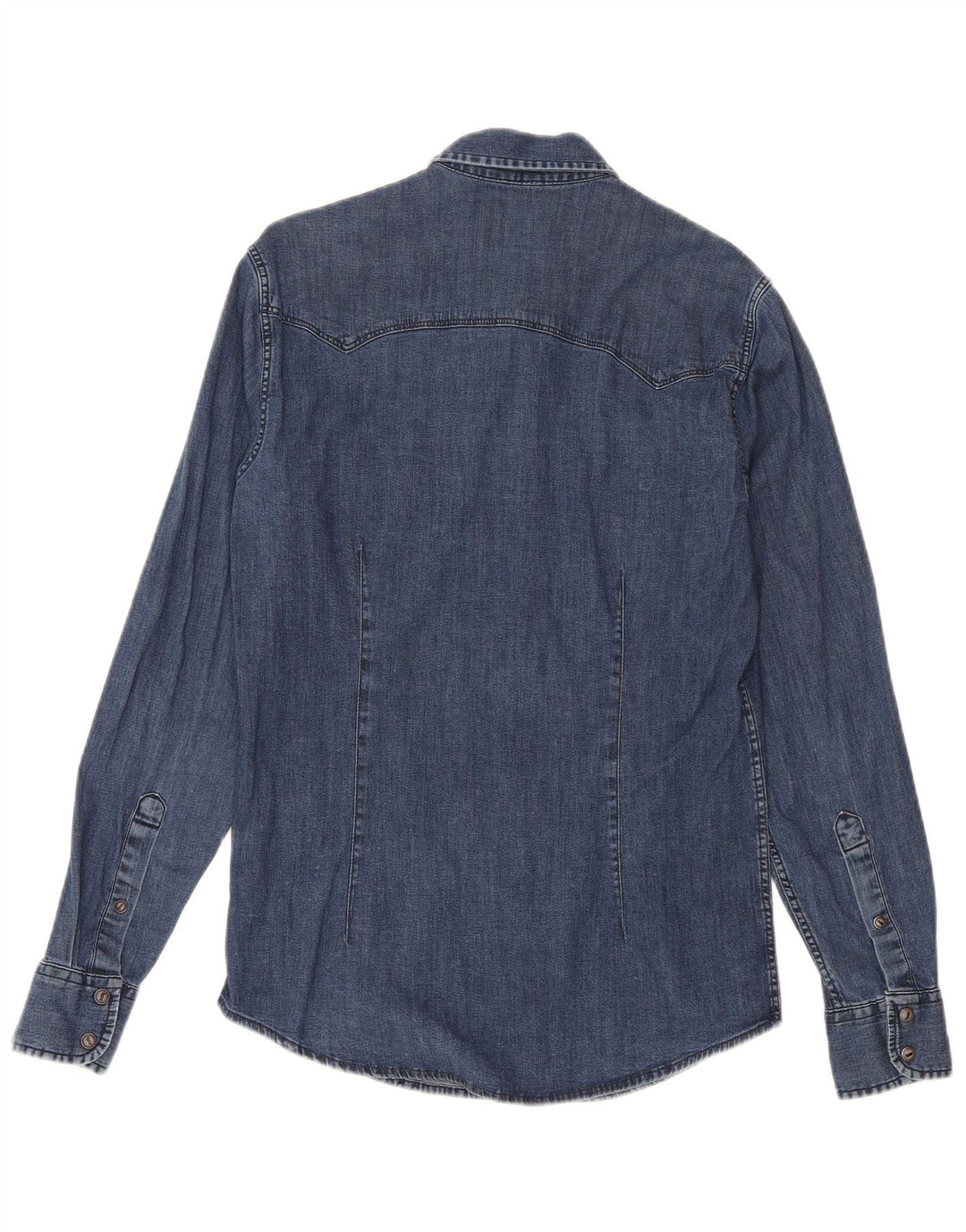 Camisa jeans masculina GAS pequena azul algodão