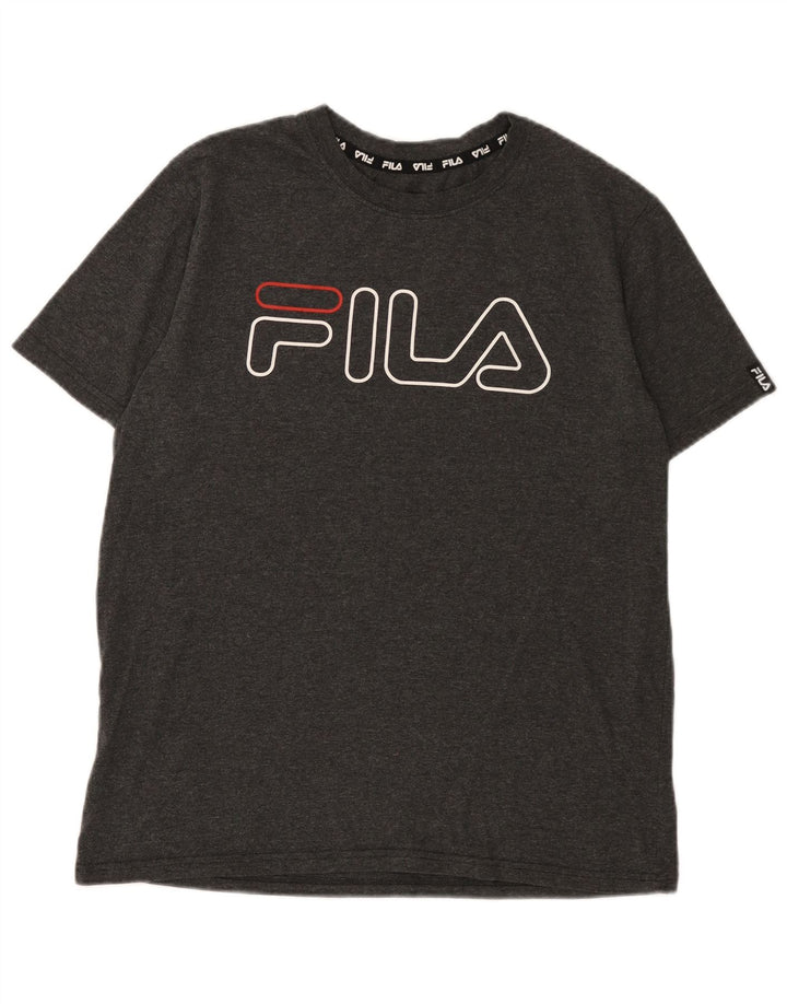 Camiseta masculina Fila Graphic grande poliéster cinza