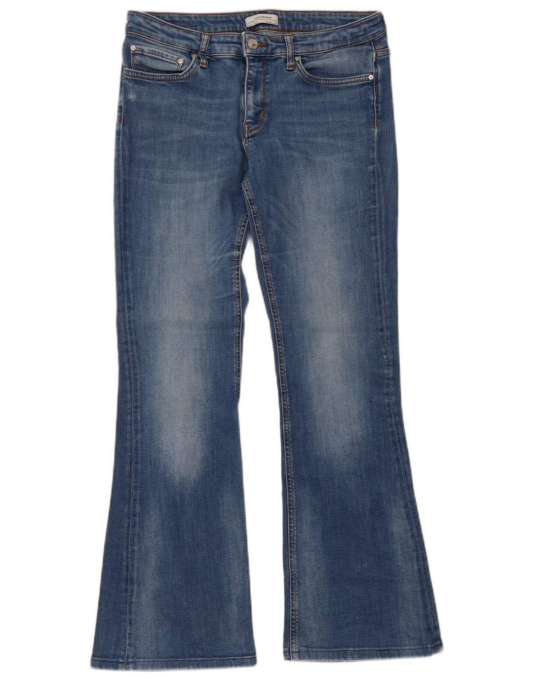 Zara Calça Jeans Feminina Flared EU 40 Médio W30 L30 Azul