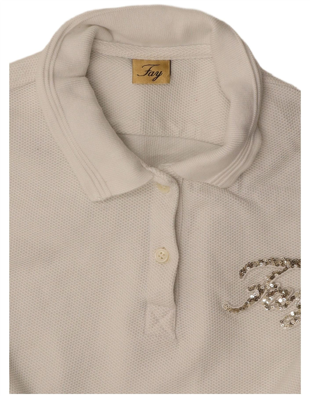 Camisa polo feminina FAY UK 10 pequena branca