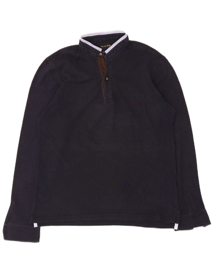 Top masculino Massimo Dutti manga comprida médio algodão azul marinho