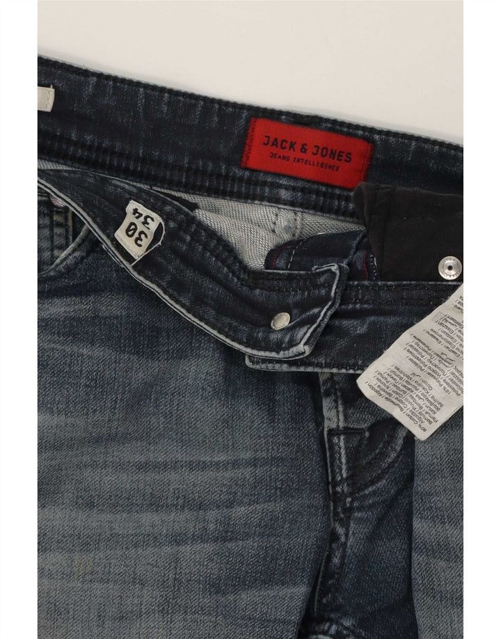 Jack & Jones Mens GLENN Distressed Slim Jeans W30 L32 Azul Algodão
