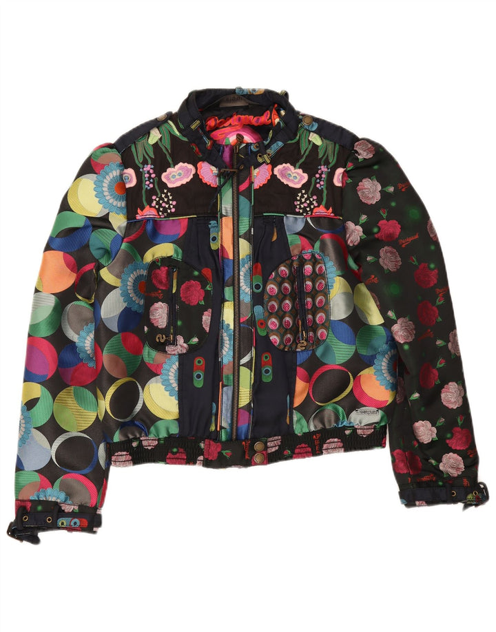 Desigual Jaqueta bomber feminina com padrão abstrato EU 46 XL multicolorida
