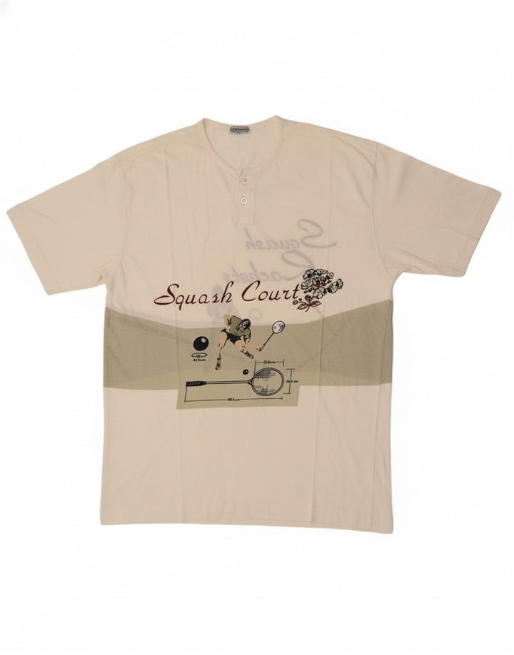 Camiseta masculina gráfica Cacharel Top grande branco