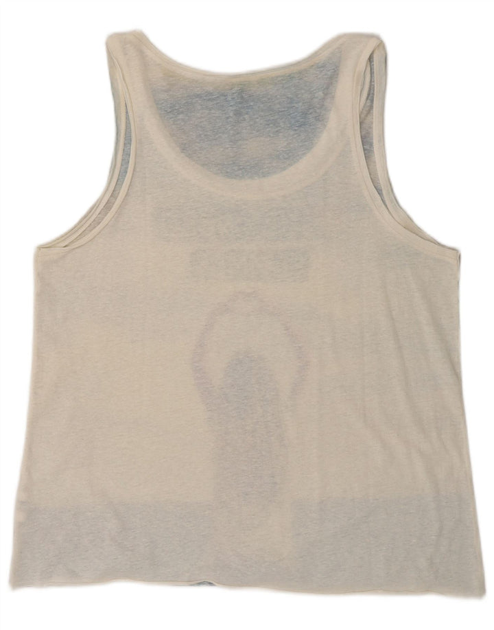 Top de colete gráfico feminino Benetton UK 16 grande azul colorblock poliéster