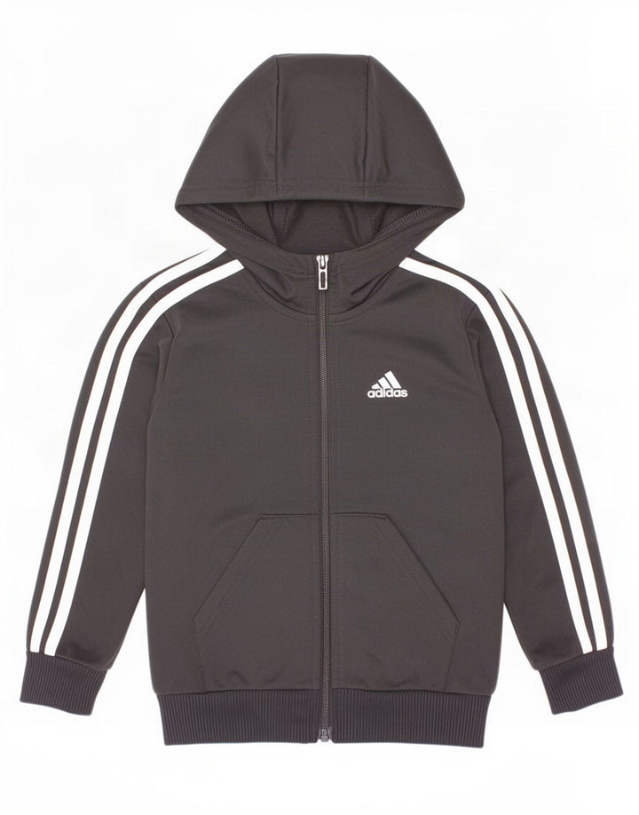 Suéter Adidas Boys Zip com capuz 4-5 anos preto poliéster