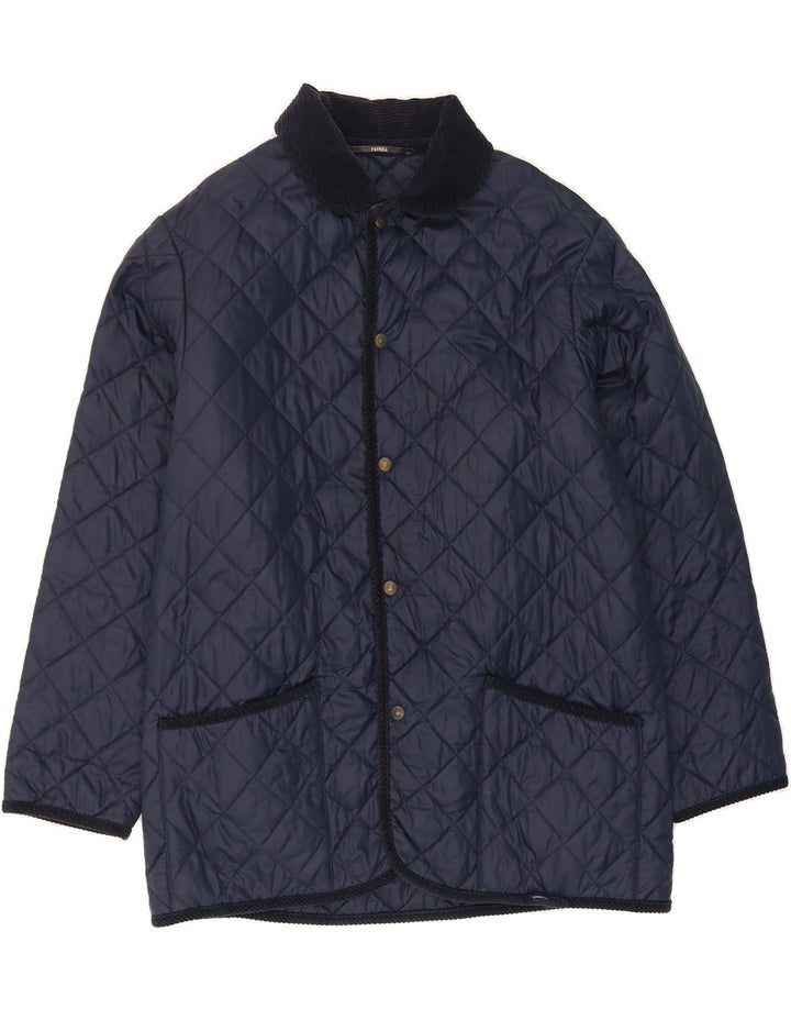 FERREA Mens Quilted Jacket UK 40 Large Navy Blue Polyamide Vintage FERREA and Second-Hand FERREA from Messina Hembry 