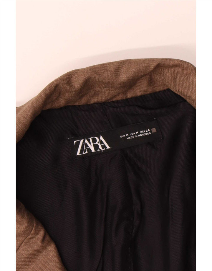 Zara Jaqueta blazer feminina oversized com peito duplo Reino Unido 14 marrom médio