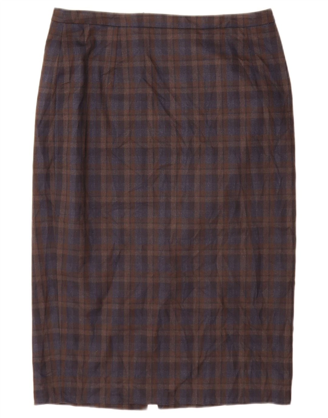 Saia lápis feminina Jigsaw UK 10 poliéster pequeno W28 Brown Check