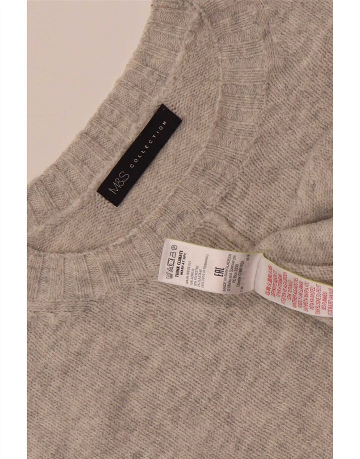 Suéter feminino Marks & Spencer grande com gola redonda Reino Unido 16 grande cinza