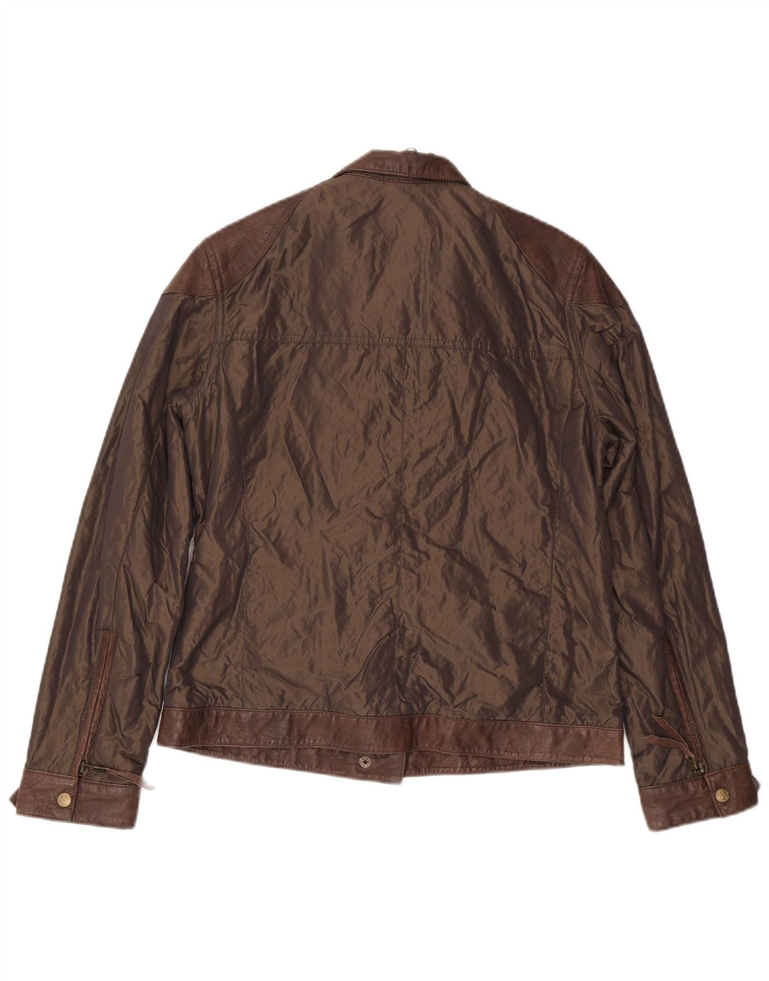 Jaqueta utilitária feminina vintage UK 14 poliamida marrom médio