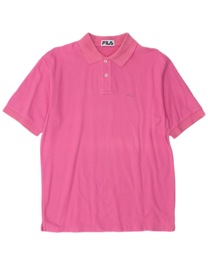 Camisa polo masculina Fila IT 48 algodão rosa médio